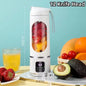 Espremedor elétrico portátil com carregamento USB, motor potente e capacidade de 450ml.